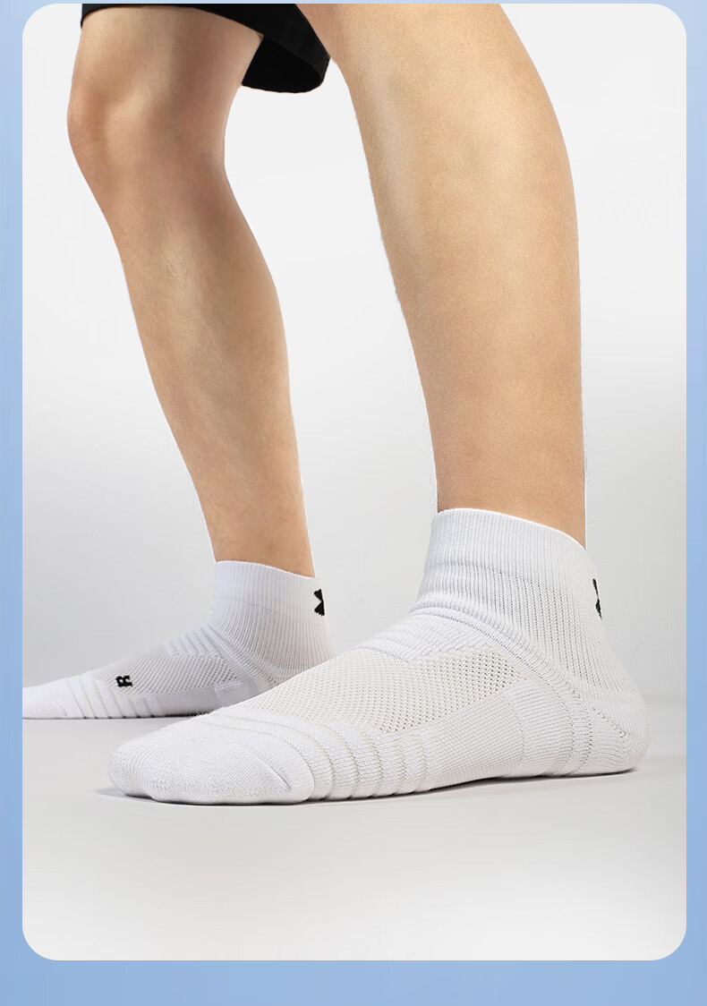 Under Armour Sports Socks [3 Pairs] Running Basketball Badminton Marathon Low-Cut Non-Slip Cotton Socks White L 31