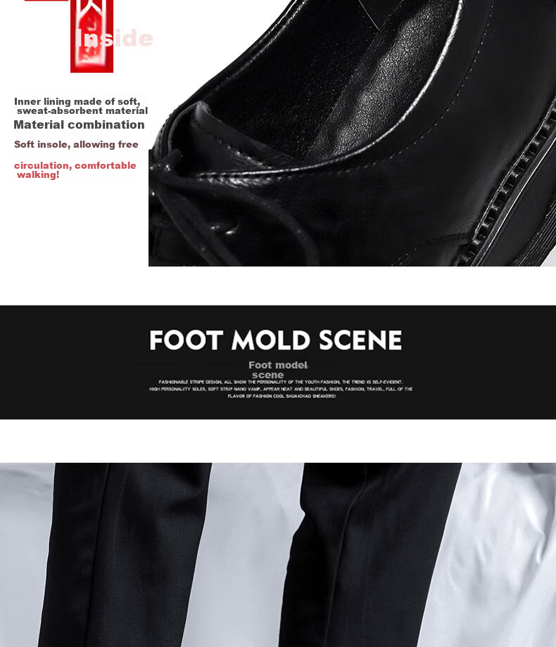 CALIFBULL Men's Leather Shoes Spring Summer Thick Sole Height Increasing Loafers Slip-On Lazy Business Casual Shoes Black Size 44 36