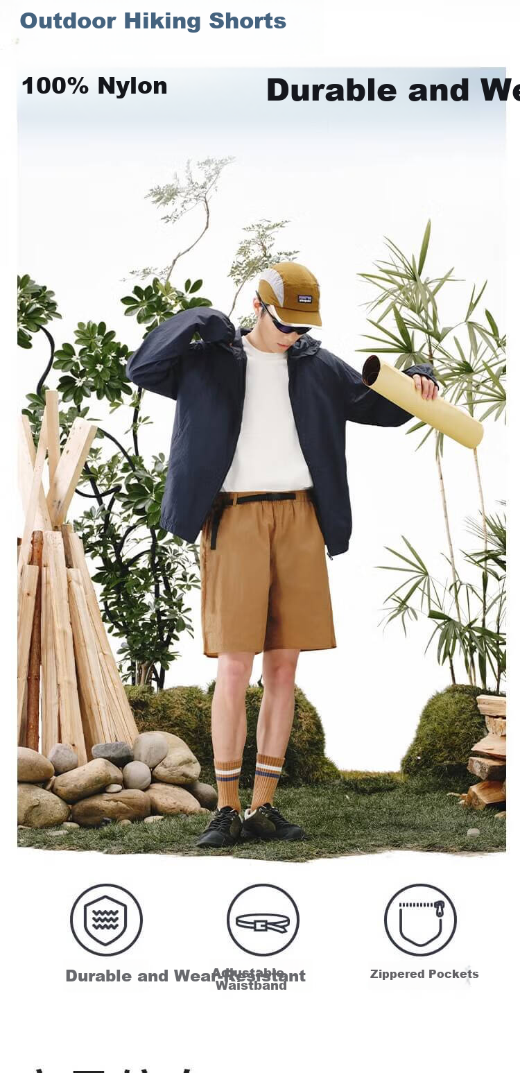 JD Original Outdoor Quick-Dry Pants, Versatile Cargo Shorts, Sports Pants, Hiking Shorts, Camping Knee-Length Shorts, Lin Brown Gray, Size S 1