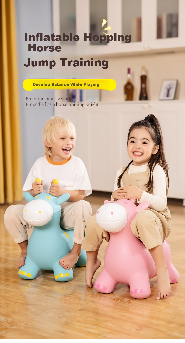 Hahaqiu Children's Toy Jumping Horse for Ages 3-6, Inflatable Pony, Kindergarten Sensory Integration, Birthday Holiday Back-To Gift 1