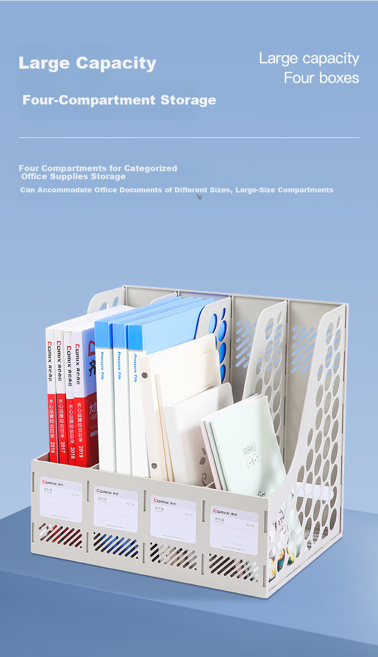 COMIX Durable Four-Tier File Organizer, Office Supplies File Holder, Document Rack, File Storage Shelf, Black EB710 2