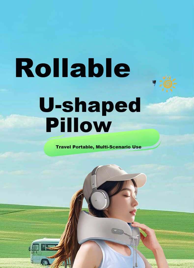 Yilafu U-Shaped Neck Pillow Cervical Support Memory Foam Travel Headrest for Airplane Car Nap Sleep Aid 2
