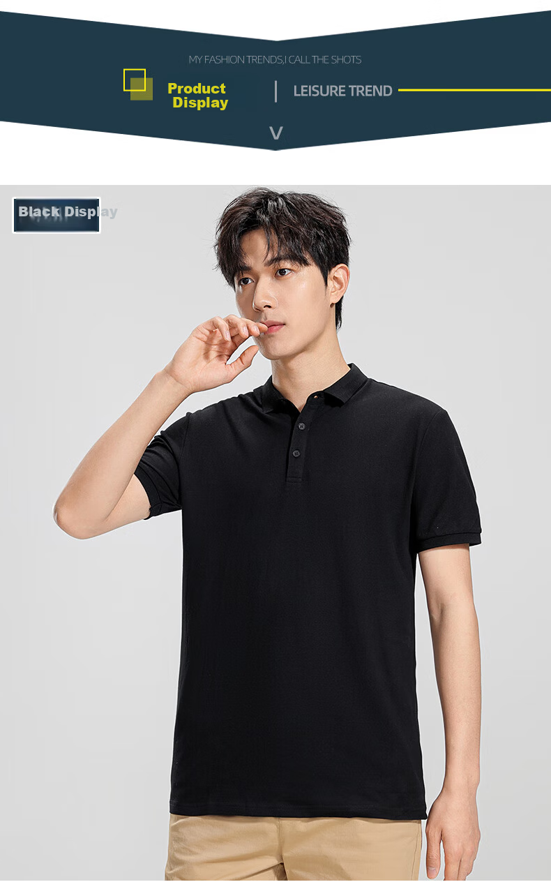 Romon [Cotton Stretch Breathable] Men's Summer Casual Polo Shirt Black XL 7