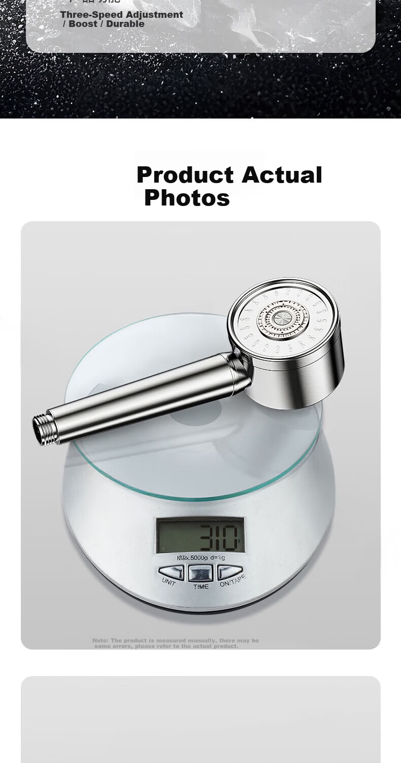Del 28-Year Brand 304 Stainless Steel Pressure-Boosting Durable Shower Head Home Bath Handheld Sprayer 1305 12