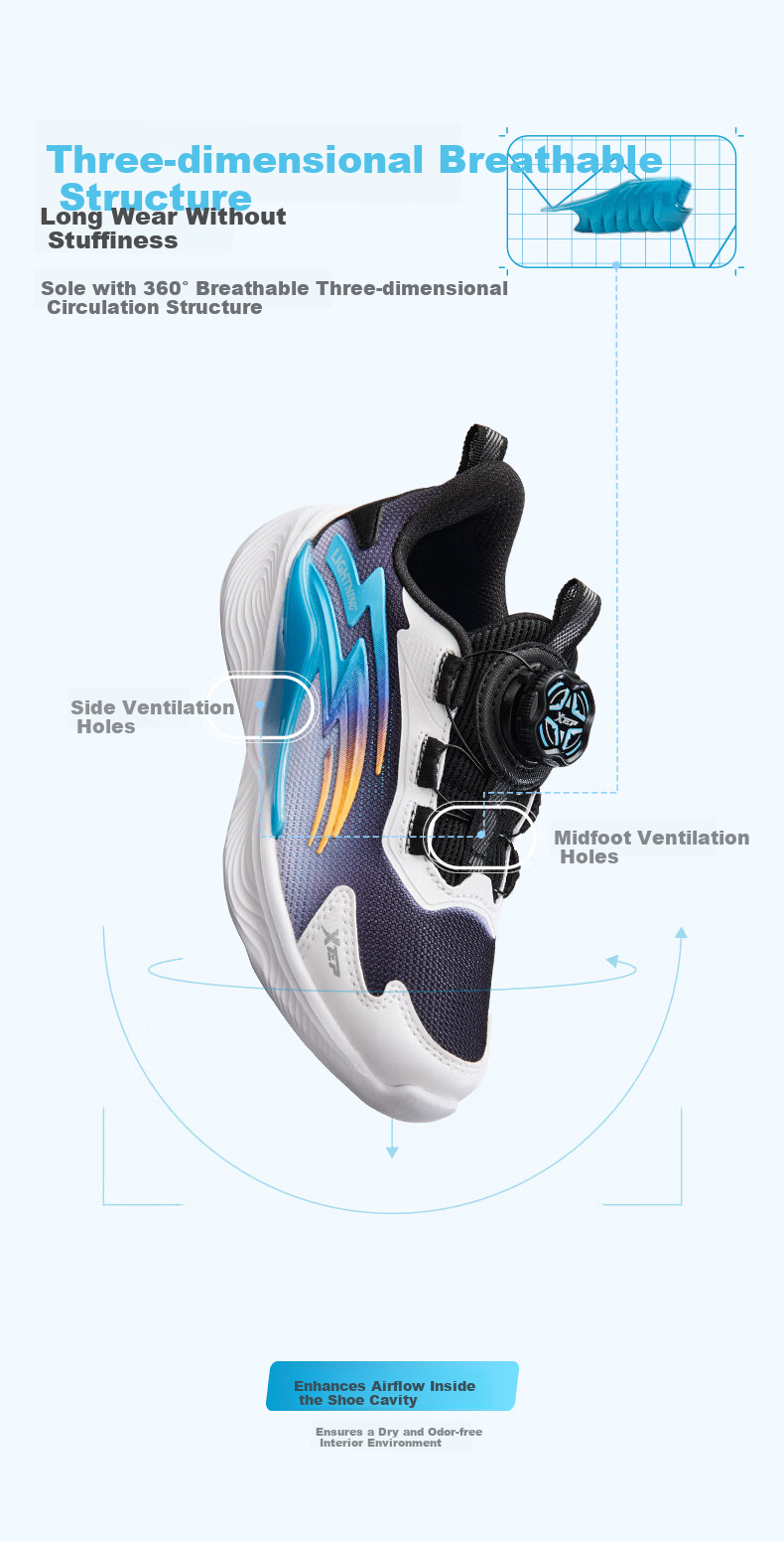 XTEP Children's Shoes, Boys' Toddler Rotating Buckle Lightweight Breathable Running Shoes, Black/Lake Blue, Size 27 7