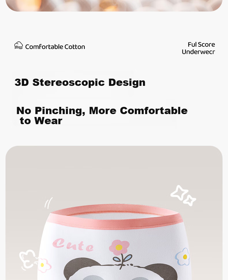 Hodo Kids Girls' Cotton Antibacterial Boxer Briefs Developmental Stage Pink Cute Panda 160 6