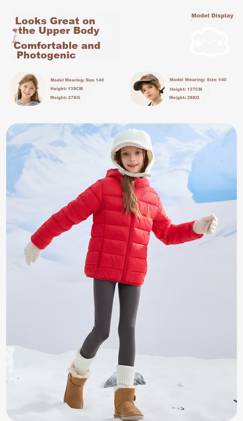 Baleno Kids Cotton Jacket 2025 Winter New Lightweight Hooded Cotton Coat for Boys and Girls Warm Inner Lining 8