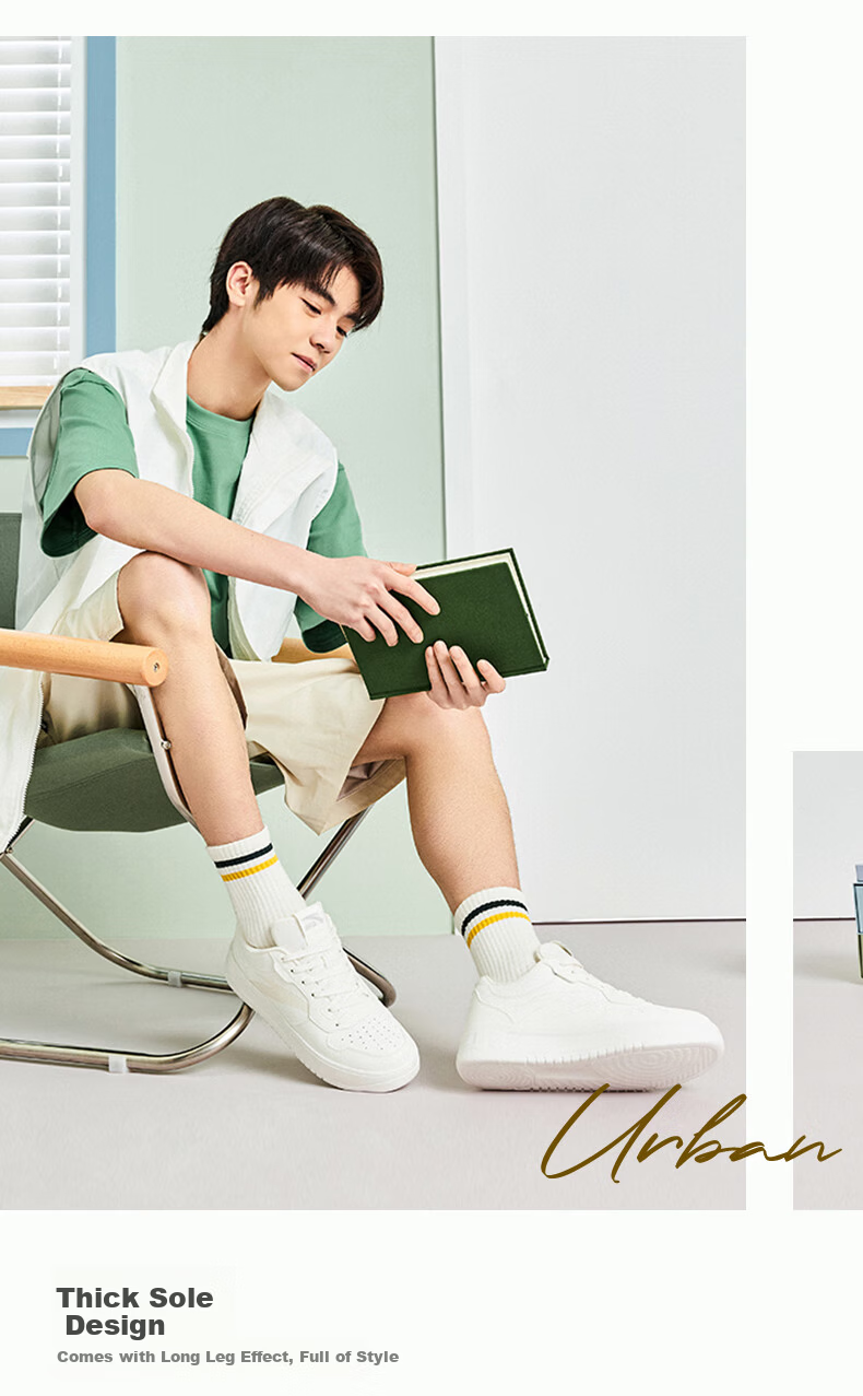 Anta Easy Lightweight Breathable Summer Casual Men's Sneakers Soft and Resilient Low-Top Couple's White Shoes Thick Sole Durable Height-Increasing Shoes 3
