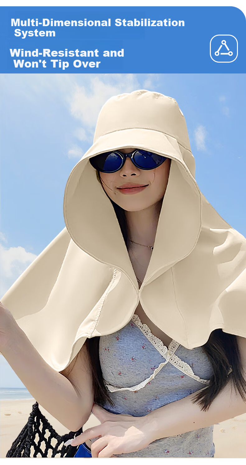 FitonTon Women's Sun Protection Hat Summer Large Shawl Sunshade Hat Wide Brim UV Protection Outdoor Beach Cycling Cooling Hat 14