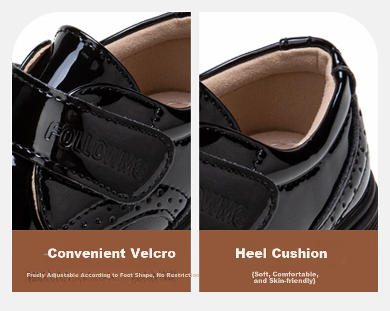 Follow Me Boys Leather Shoes Spring And Autumn Children's Soft-Soled Student Campus Performance Shoes Boys' Flats Black 32 3