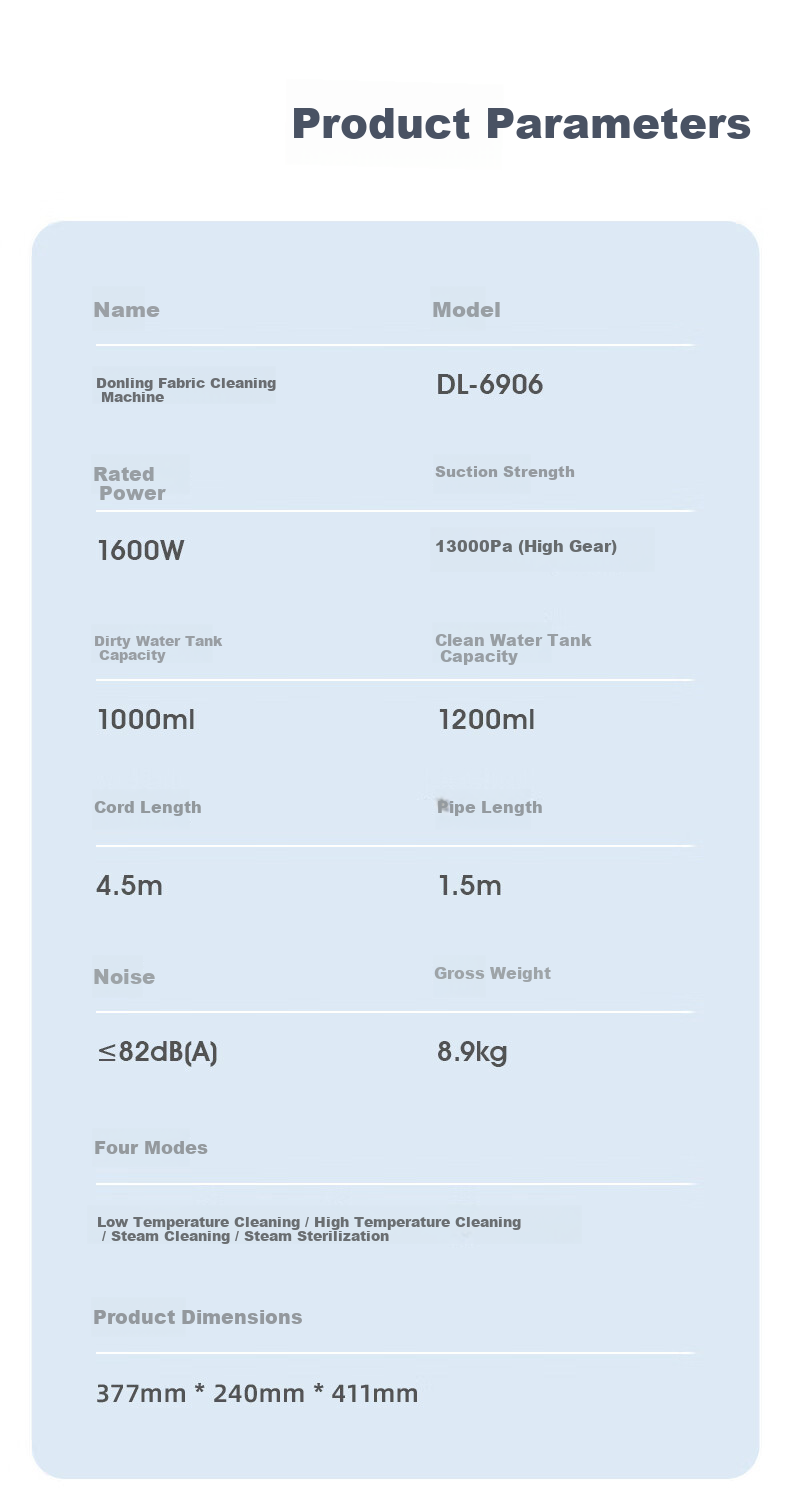 Donlim Fabric Cleaning Machine Multifunctional Steam Cleaner Washer and Vacuum Integrated Home Carpet Sofa Mattress Curtain Cleaning Device DL-6906 Full Set 33