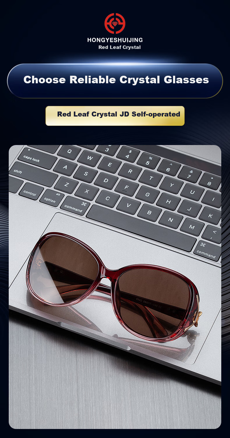 HONGYE Elegant Women's Crystal Sunglasses for Mom, Sun Protection, Clear Vision, Slimming, Stylish Elderly Stone Lens Shades 3