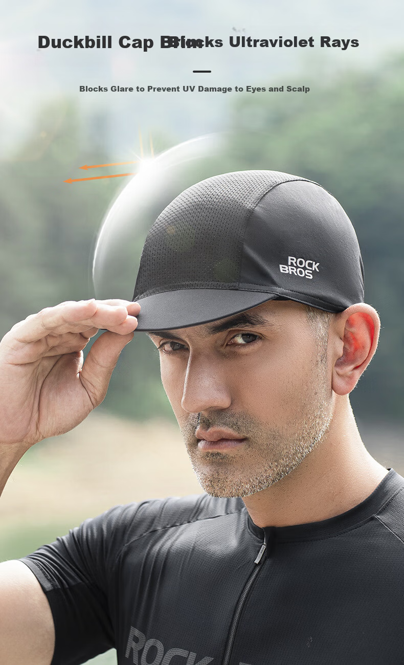 RockBros Cycling Cap COOLMAX Breathable Sun Protection Helmet Liner Head Cover Men Summer Black Yellow 4