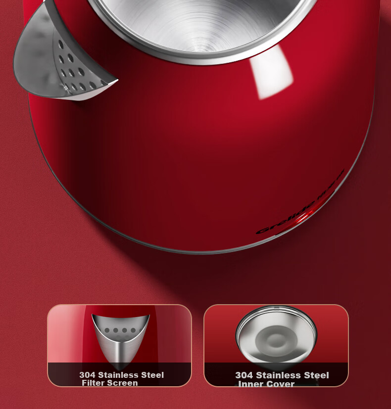 Grelide Electric Kettle, Constant Temperature, Wedding Home Use Water Boiler, 316 Stainless Steel Electric Kettle, Insulated Large Capacity 1.7L Boiling Water Pot, Double-Layer Anti-Scalding And Dry-Burning Prevention D1710K Red Wedding Celebratio 5