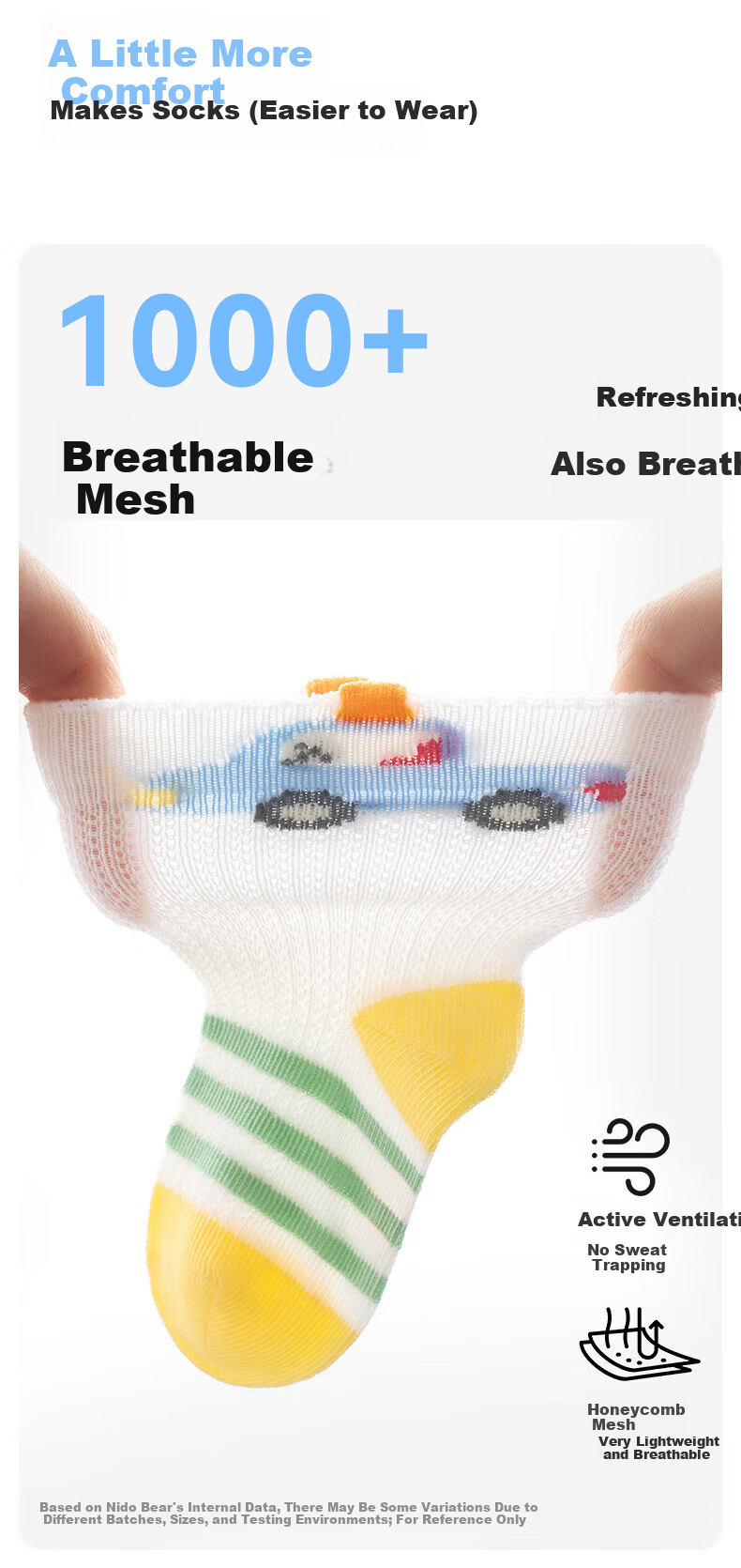 Nido Bear Kids Summer Mesh Socks Boys Cotton Breathable Baby Mesh Socks Loose Top Cotton Socks Infant Socks 3