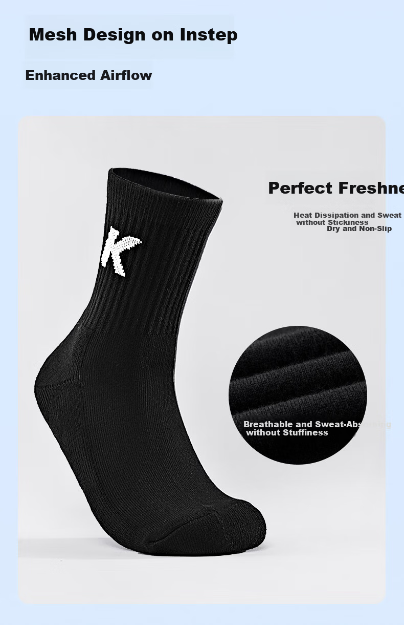 KELME Sports Socks Unisex Long Socks Running Basketball Training Fitness Mid-Short Tube 3 Pairs White [Short Tube] L 2
