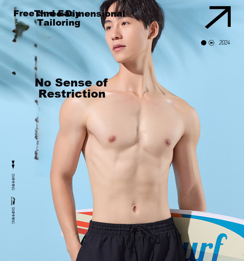 LI-NING Men's Swim Trunks Anti-Embarrassment Boxer Briefs Double-Layer Comfortable High Elasticity Beach Holiday Shorts 331 Black L 11