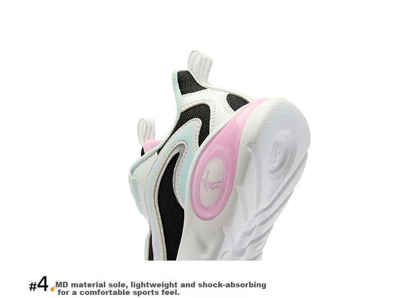QIAODAN Girls' Running Shoes Toddler Spring and Autumn Sports Shoes Children's Dial Buckle Shoes Black/QIAODAN White Size 31 11