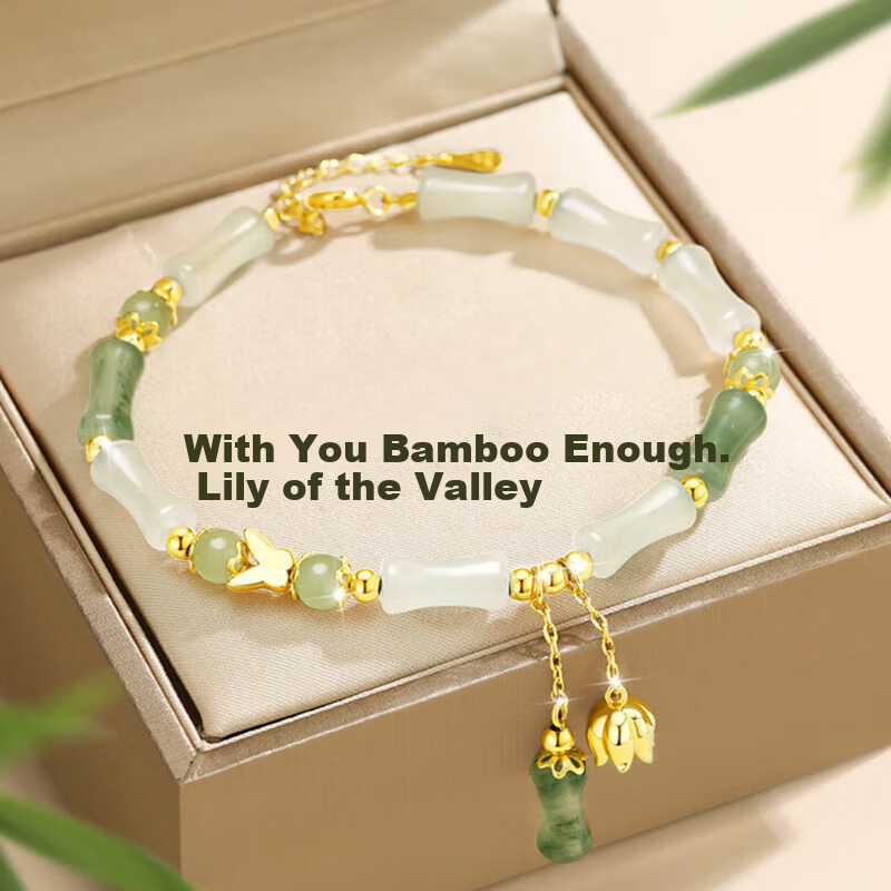ALLOVE Bamboo Joint Silver Bracelet Women's 2026 New Hetian Jade Birthday 520 Valentine's Day Gift for Girlfriend Wife
