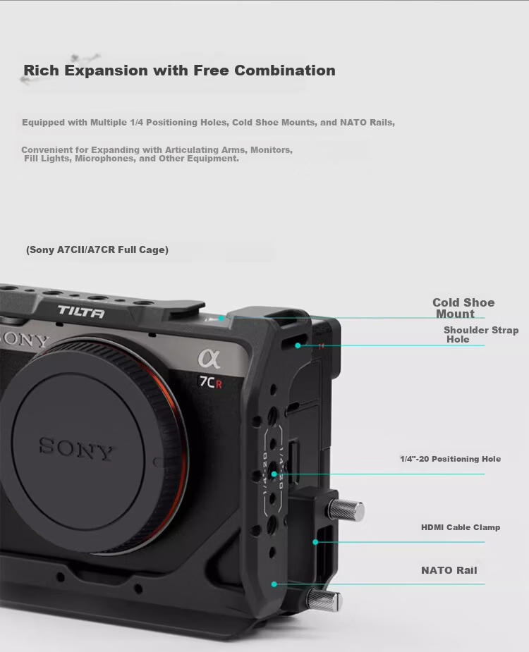 TILTA Iron Head Full Cage Camera Expansion Frame for Sony A7C II/A7CR A7C2 A7C Second Generation Cage Photography Kit - Black 13