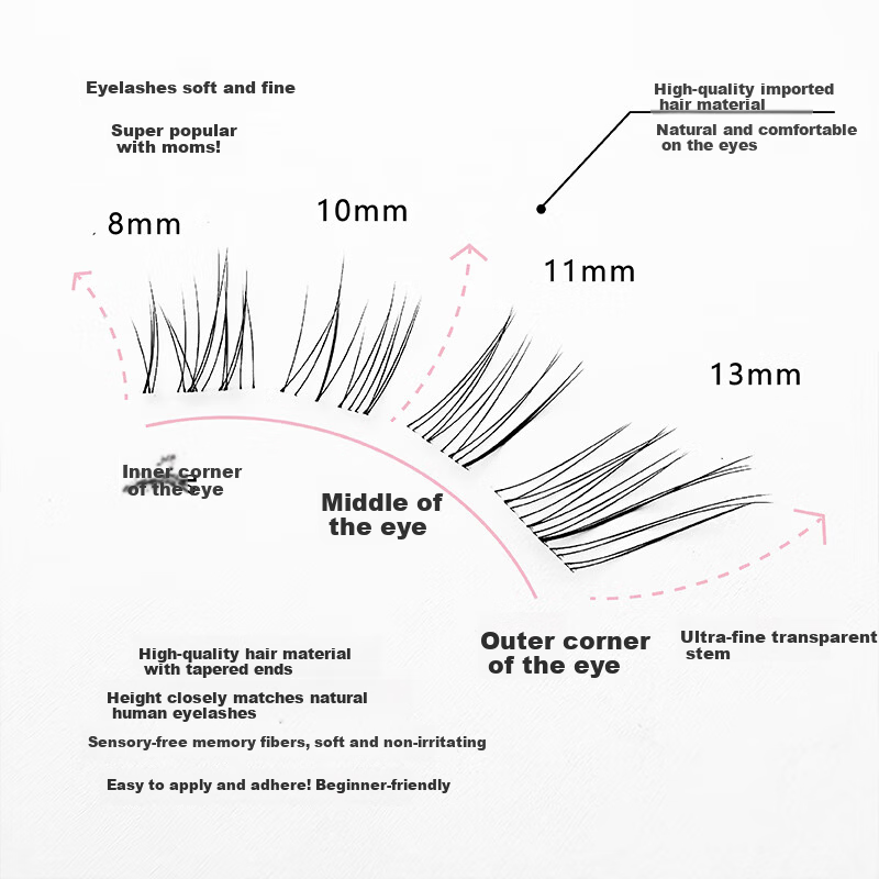 Mengjie Shangpin Cool Fox Style False Eyelashes Stiff Stem Baby Straight Slant Upper and Lower Eyelashes Natural Look with Glue and Tweezers Gift Set 5