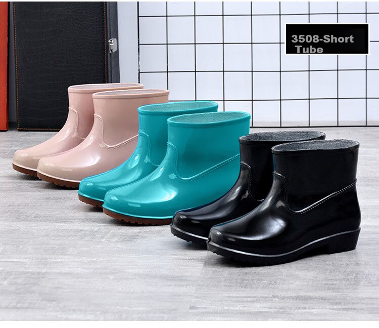 Sichen Colorful Women's High Tube Waterproof Non-Slip Rain Boots Kitchen Rain Shoes Lightweight Work Rubber Shoes Khaki Size 39 5