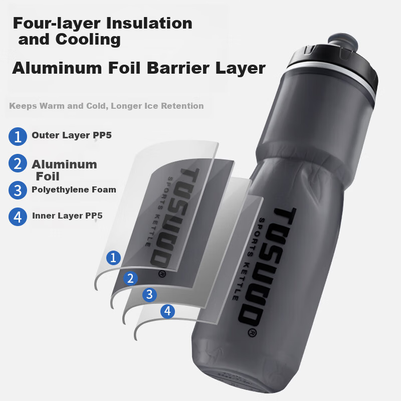 Tas Captain Bicycle Insulated Water Bottle Mountain Road Cycling Sports Ice Preservation Outdoor Bike Gear White