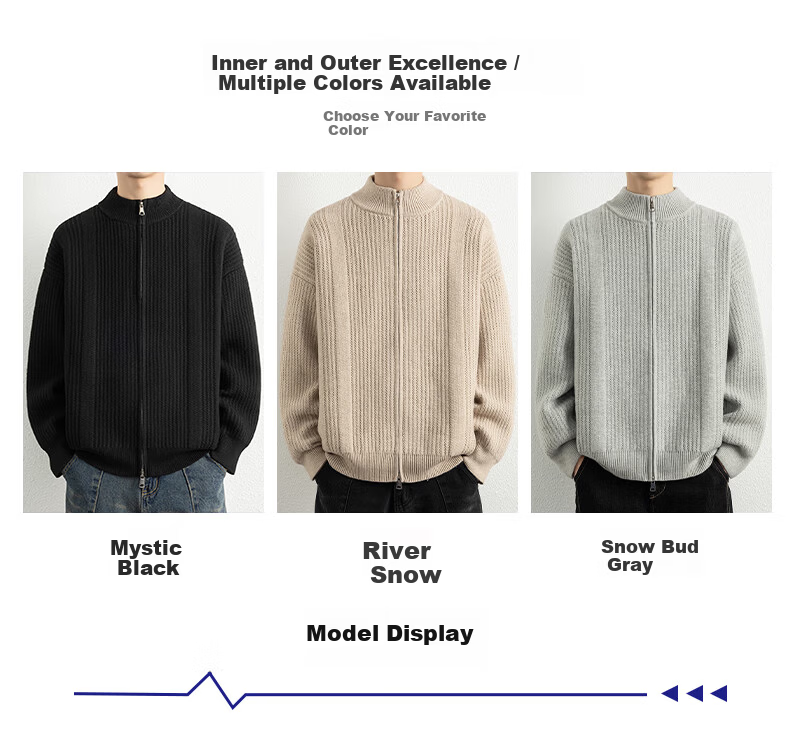 ROMON Men's Cardigan Knit Sweater Spring Autumn Trendy Casual Warm Drop Shoulder Stand Collar Jacket 7029 Dark Black 3X 4