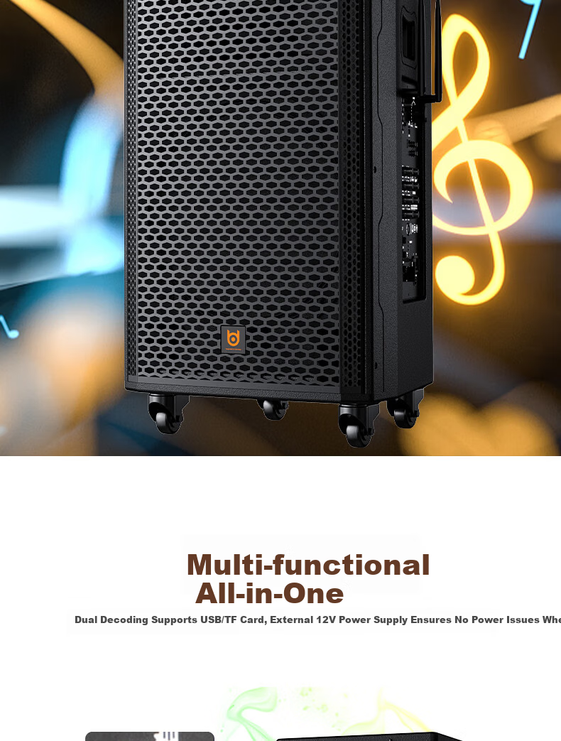 Beide BD-H0879 8-Inch High-Power Trolley Bass Outdoor Portable Square Dance Speaker 3