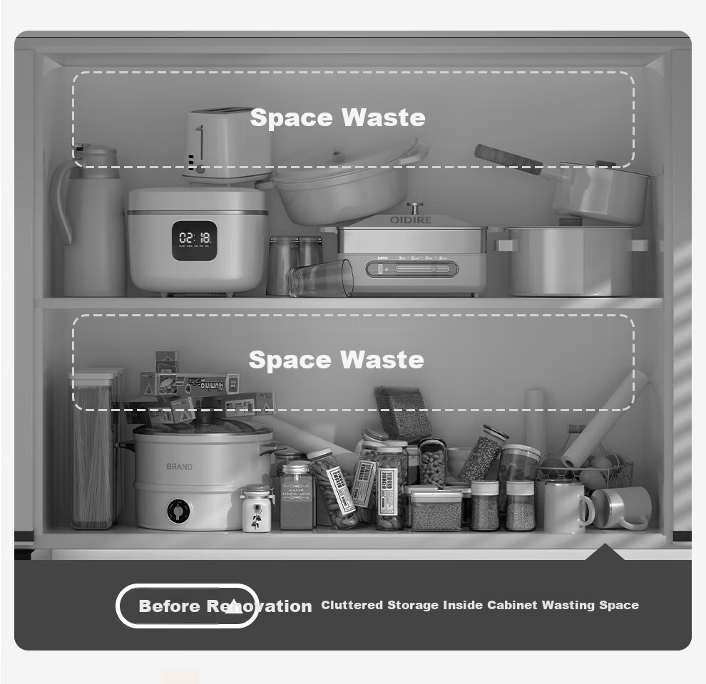 Jiabaili Adjustable Kitchen Storage Rack Countertop Cabinet Shelf Layered Rack Spice Organizer Pot Rack Desktop Small Shelf 7