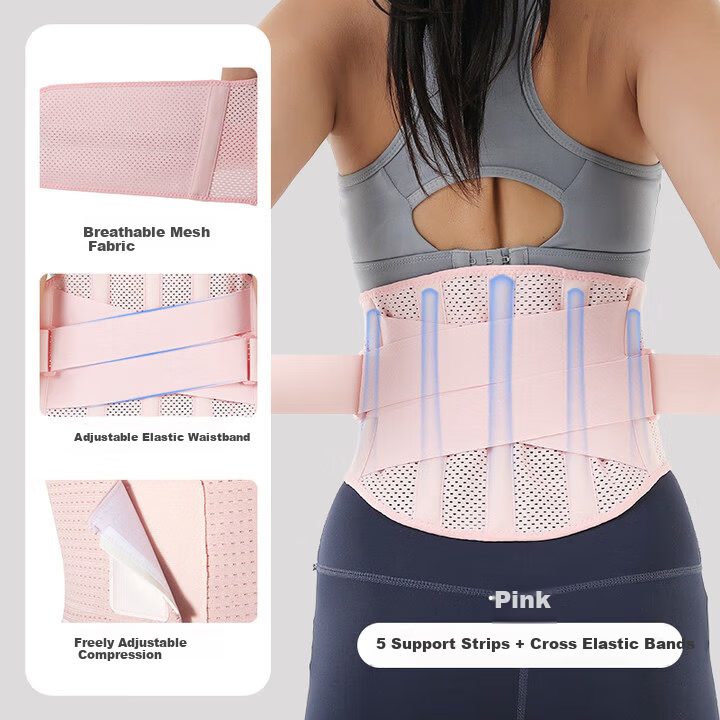 ANTA Waist Support Belt for Lumbar Disc Herniation, Unisex, Pink M, Sports Waistband for Sitting, Fitness, Running, and Squat Support