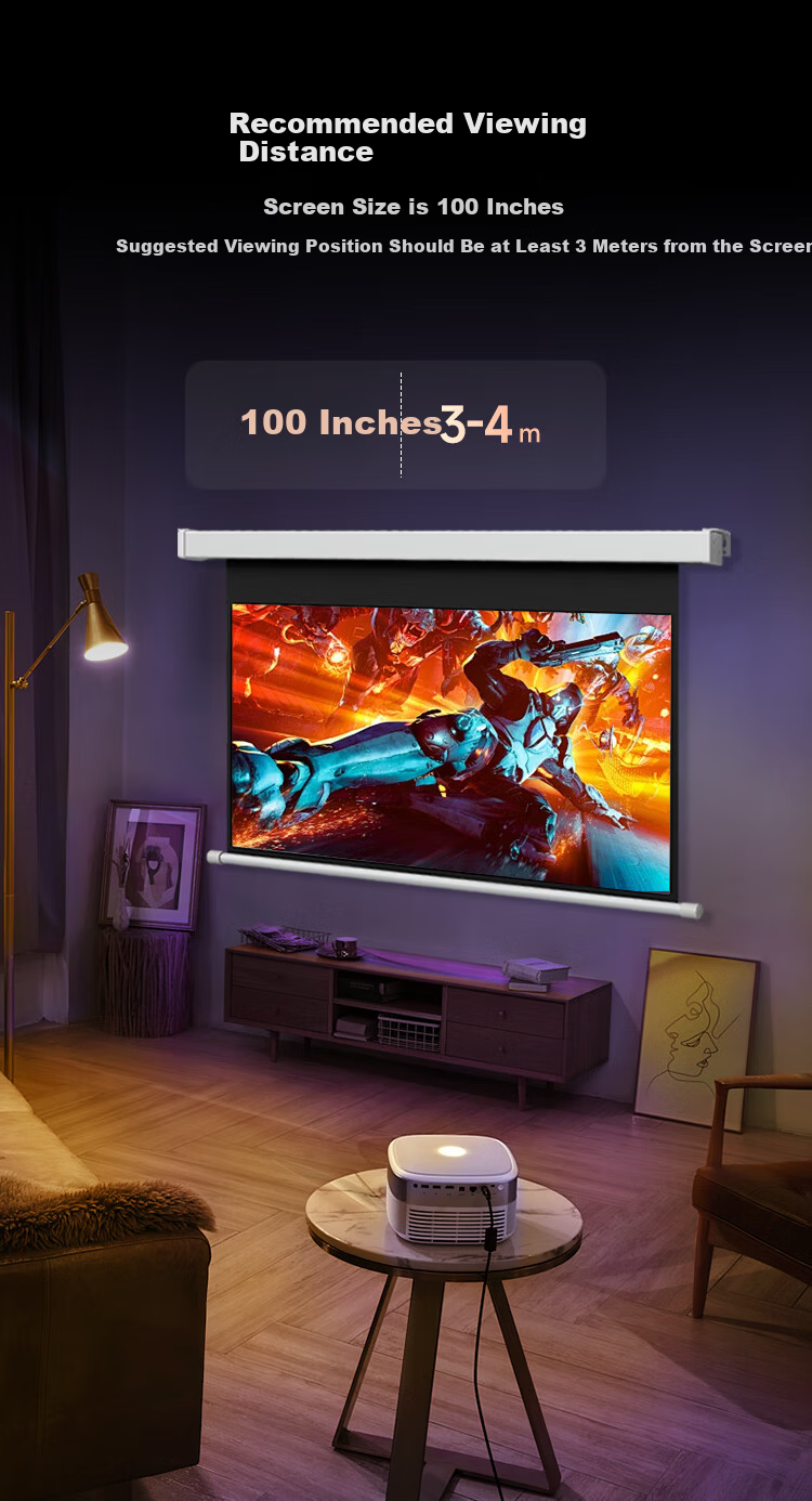 JD Original 100-Inch Electric Suspended White Light Particle Screen, 4K High-Definition, No Drilling Required, Formaldehyde-Free, Suitable for Home Office And Outdoor Use, Compatible with XGIMI, Jmgo, Dangbei Projectors 13
