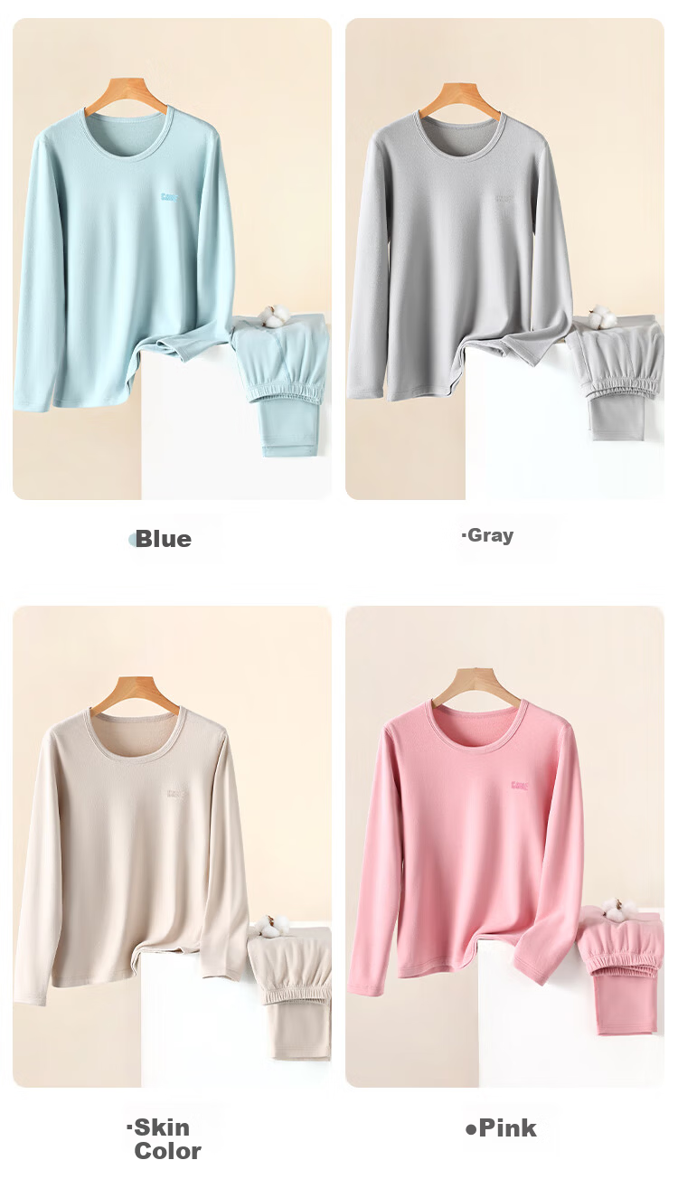 Langsha Youth Thermal Underwear Wool and German Velvet Heating Autumn Winter Fleece Thickened Set for High School Boys 4