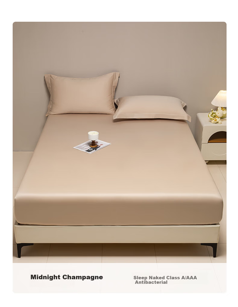 AMOR Antibacterial Class A, 100 Pieces, Satin Fitted Sheet, Single Mattress Protector Cover, Pure Cotton, Phantom Grey, 1.5x2 Meters 26