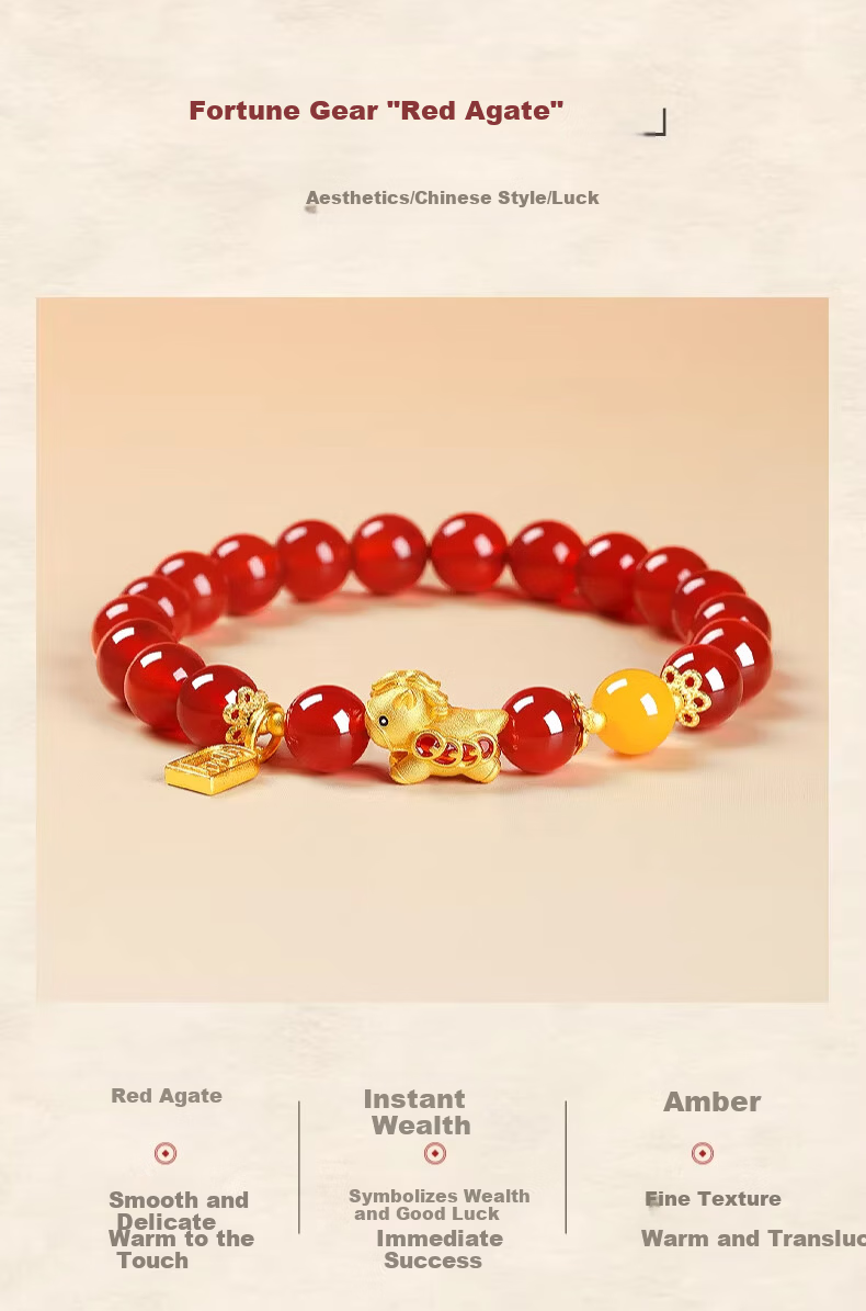 Chow Tai Fook Natural Red Agate Bracelet for Women Wealth Bracelet Zodiac Year Birthday Gift for Girlfriend 11