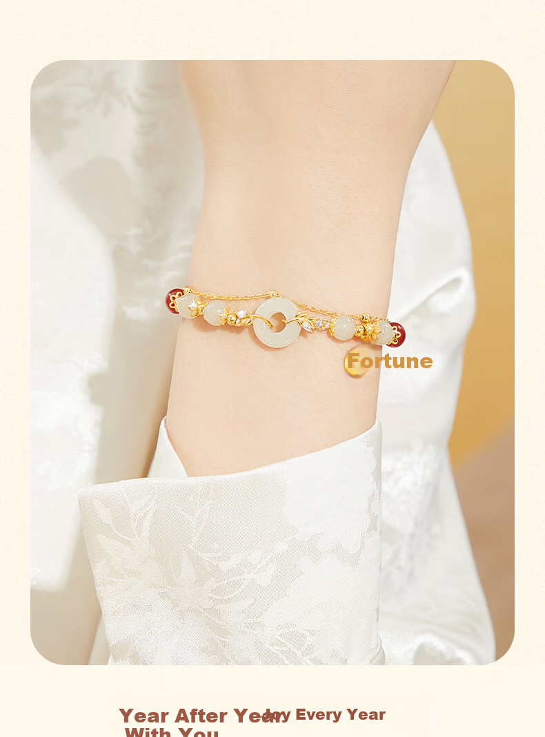Lao Feng Xiang 2026 New Hetian Jade Ping An Kou Silver Bracelet for Women Birthday Anniversary Gift for Girlfriend Wife 11
