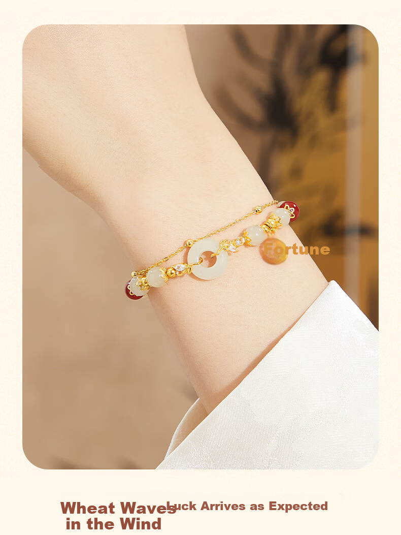 Lao Feng Xiang 2026 New Hetian Jade Ping An Kou Silver Bracelet for Women Birthday Anniversary Gift for Girlfriend Wife 12