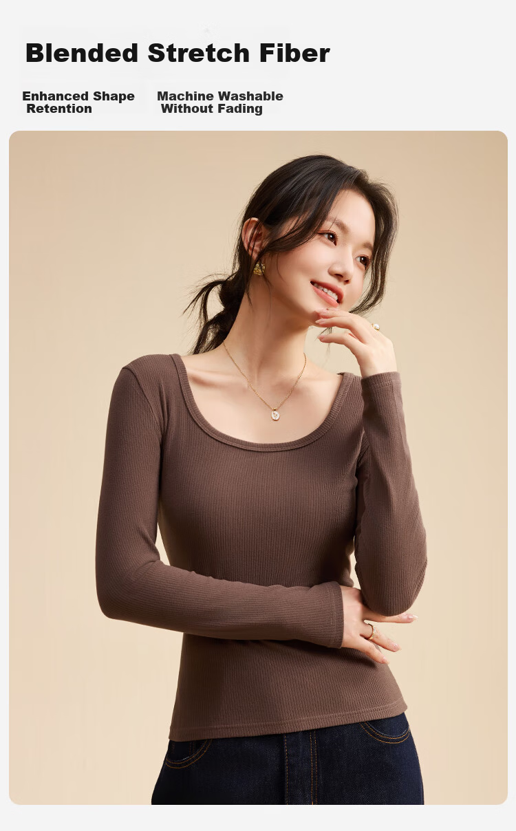 Urban Beauty 10A Antibacterial Low Collar Base Shirt Women Autumn Winter Fleece Thickened Basic Long Sleeve Slim Soft Inner Wear 9
