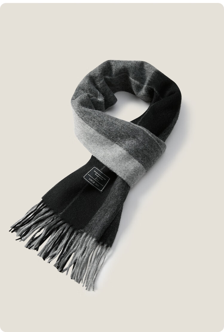 JIUMU Pure Wool Scarf for Men, Autumn And Winter Warm Neck Warmer, Gift for Men, Fathers, Mid-Autumn Festival, Birthday Present, Gift Box Packaging 20