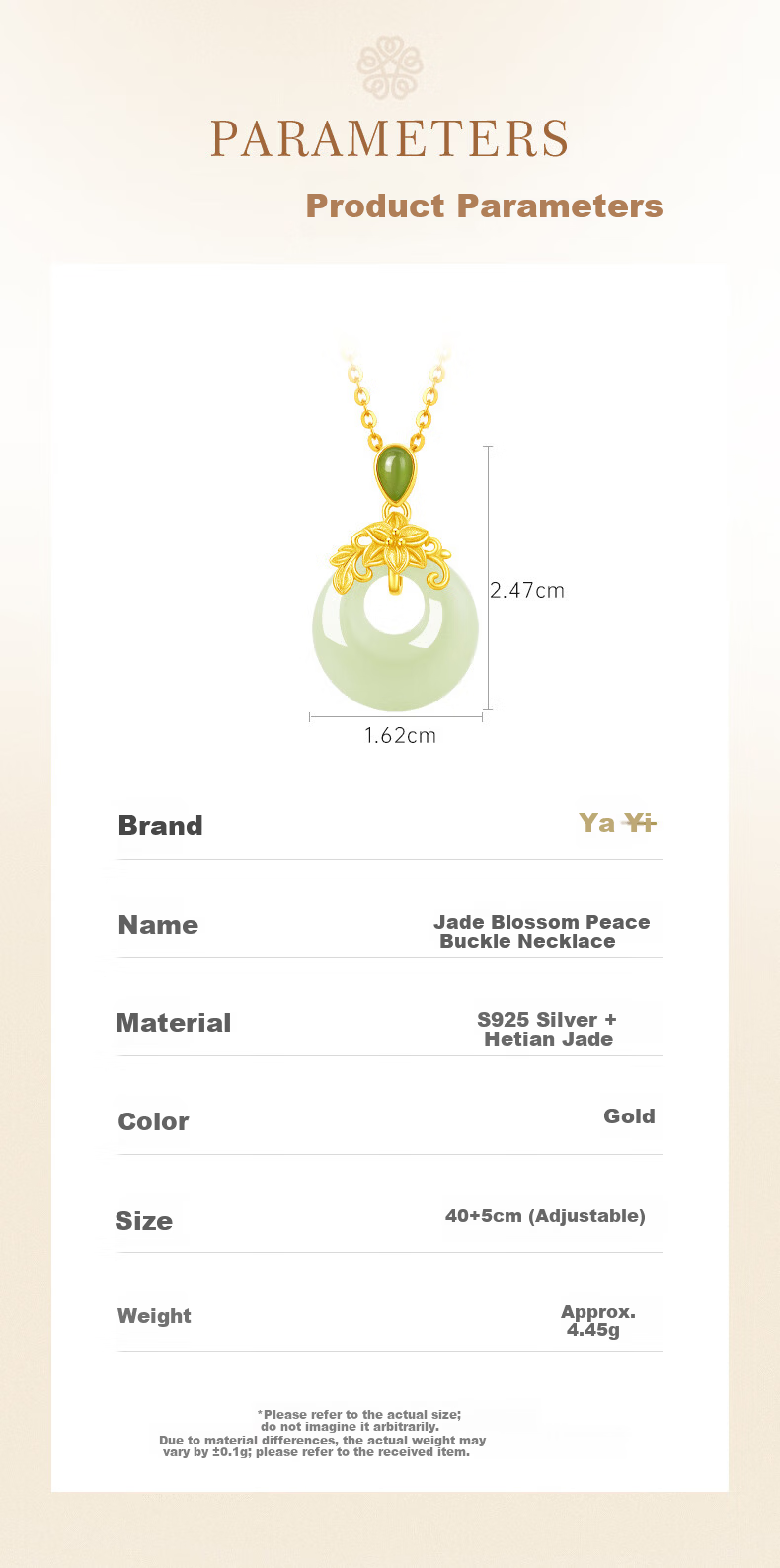 Yayi [Laomiao Gold] Peace Buckle Necklace for Women, Silver Hetian Jade, Practical Birthday And Mother's Day Gift for Wife Or Mother 11