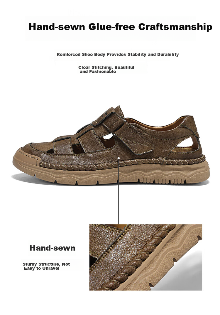 Bull Family Summer New Men's Hollow Breathable Sandals Outdoor Casual Water-Resistant Creek Shoes 5