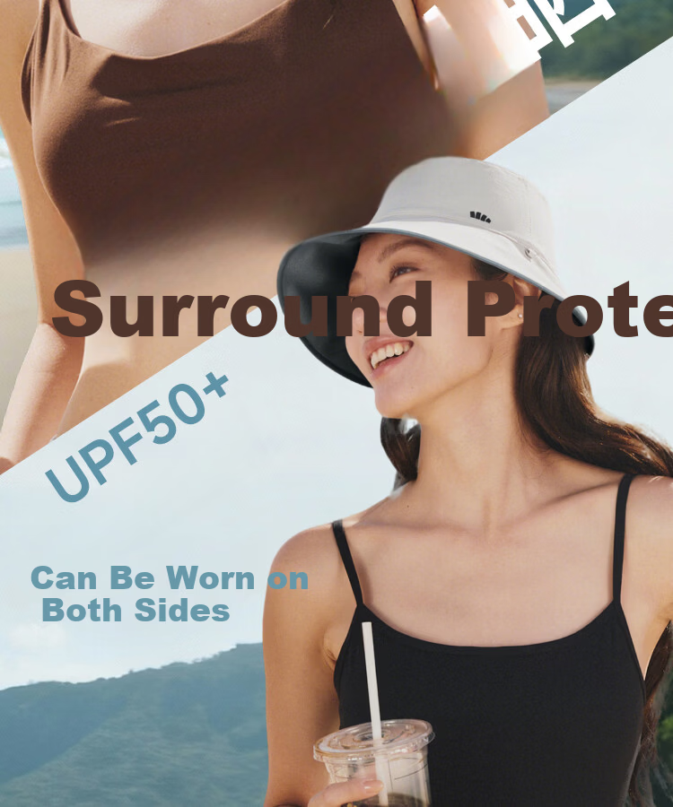 Beneunder Women's Reversible Fisherman Hat, Sun Protection Cap, Sun Visor, UV-Resistant Full Face Sunshade AL501 Coconut White 4