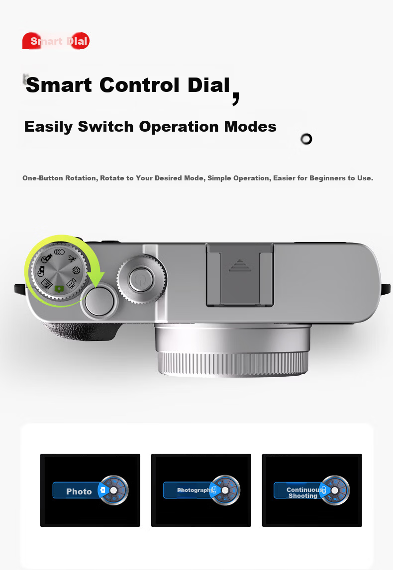 SONGDIAN Vlog Digital Camera, Retro Mirrorless Portable Camera, High-Definition Viewfinder, Student All-In Camera DC202 Official Standard Configuration with 16GB Memory 12