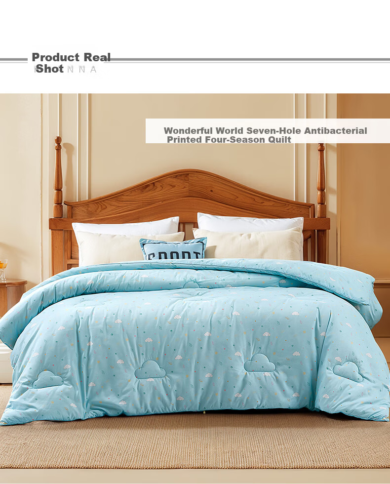 Fuanna Kids Seven-Hole Antibacterial Polyester Fiber Quilt with Printed Small Milk Skin, Winter Thick Quilt 152*210cm [Washable] 6