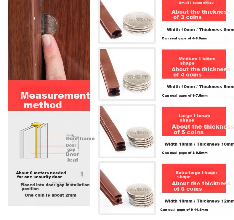 Oumai Anti-theft Door Sealing Strip 10x6mm Weatherproof Soundproof Door Gap Insulation Strip 5