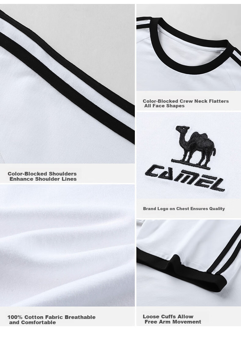 CAMEL Dilireba Style Pure Soft Cotton Oversized Unisex Short Sleeve T-Shirt C36BAXLN090A Dark Blue S 35