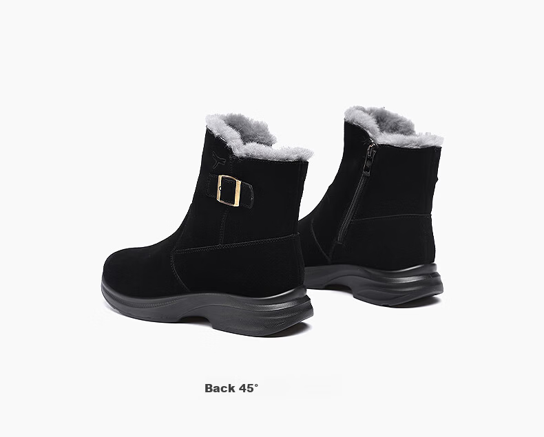 Red Dragonfly Fleece Lined Warm Snow Boots Thickened Classic Northeast Cotton Boots Women's Casual Ankle Boots WTC443801R Black Size 38 6