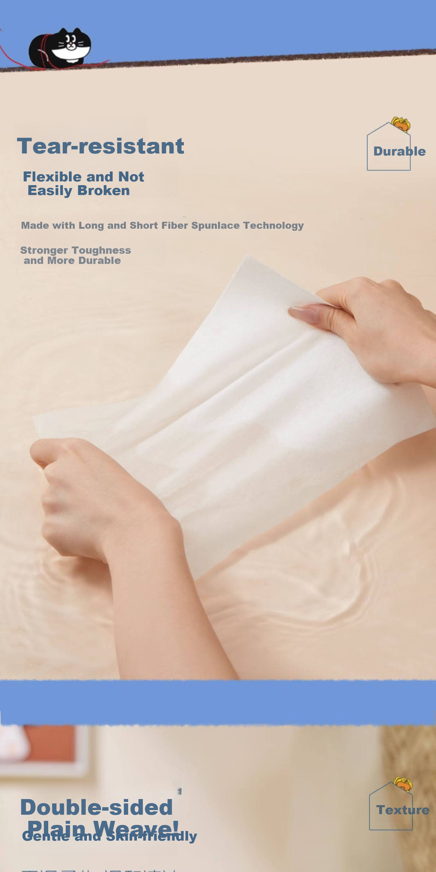 AMORTALS 【MATSUGODA Collaboration】Cotton Facial Cleansing Towels Disposable Soft Cotton Face Wipes 70 Sheets*1 Pack 9