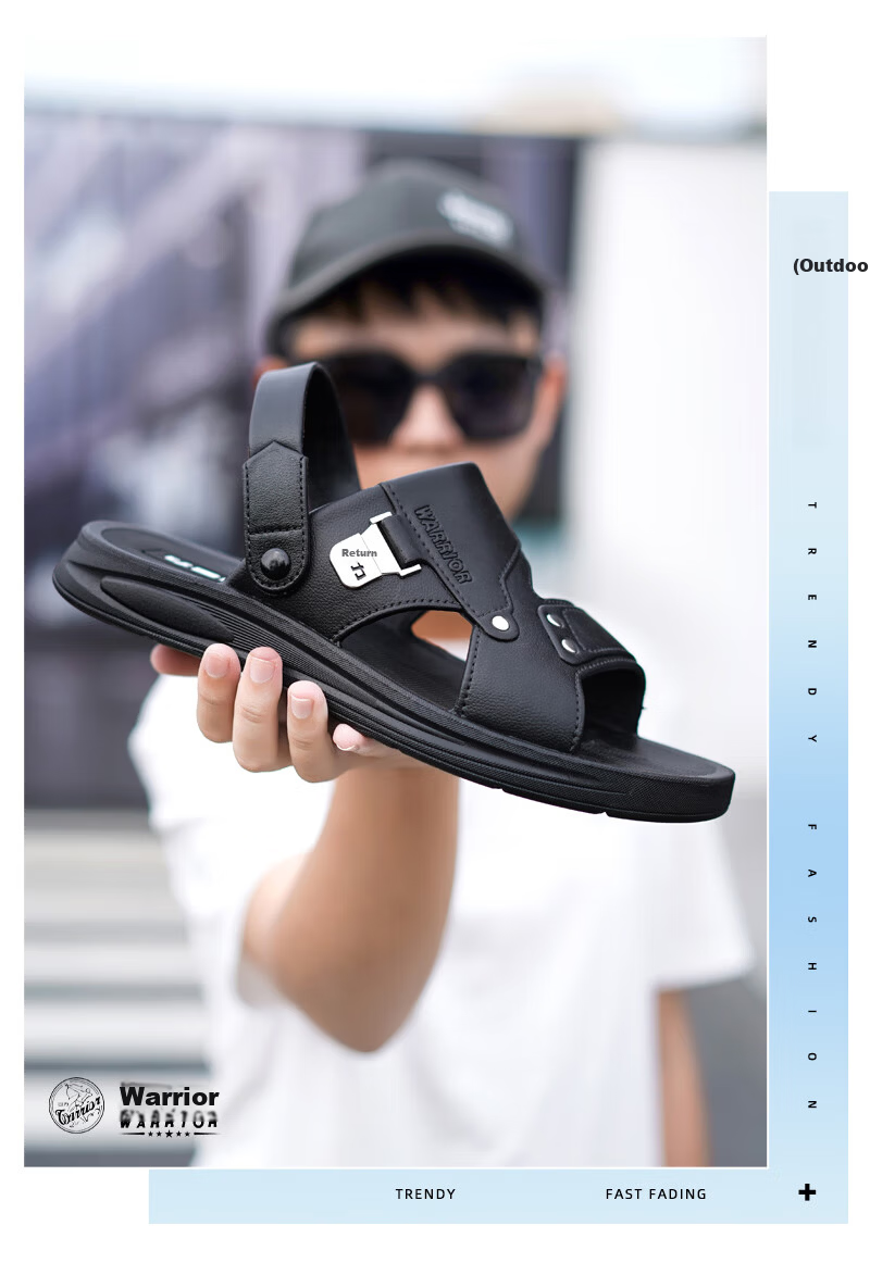 Warrior Casual Sandals for Men, Indoor Slippers, Outdoor Dual-Use Beach Shoes, Comfortable Breathable Simple Style 3B00 Brown 39 3