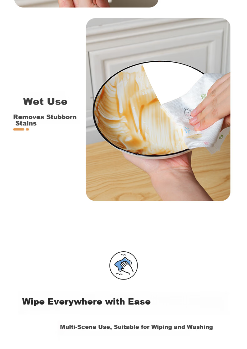 Grace Lazy Cleaning Cloth 24x30cm 50 Sheets Kitchen Disposable Absorbent Oil-Removing Dish Cloths 6